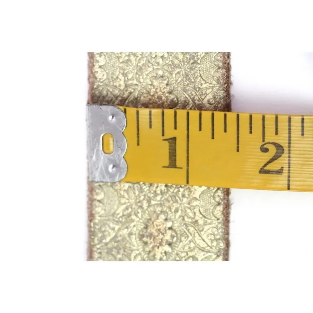 TOOLED GOLD BEIGE GENUINE LEATHER 1 3/8